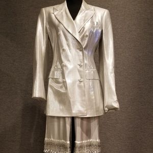 Silver Metallic pants suit